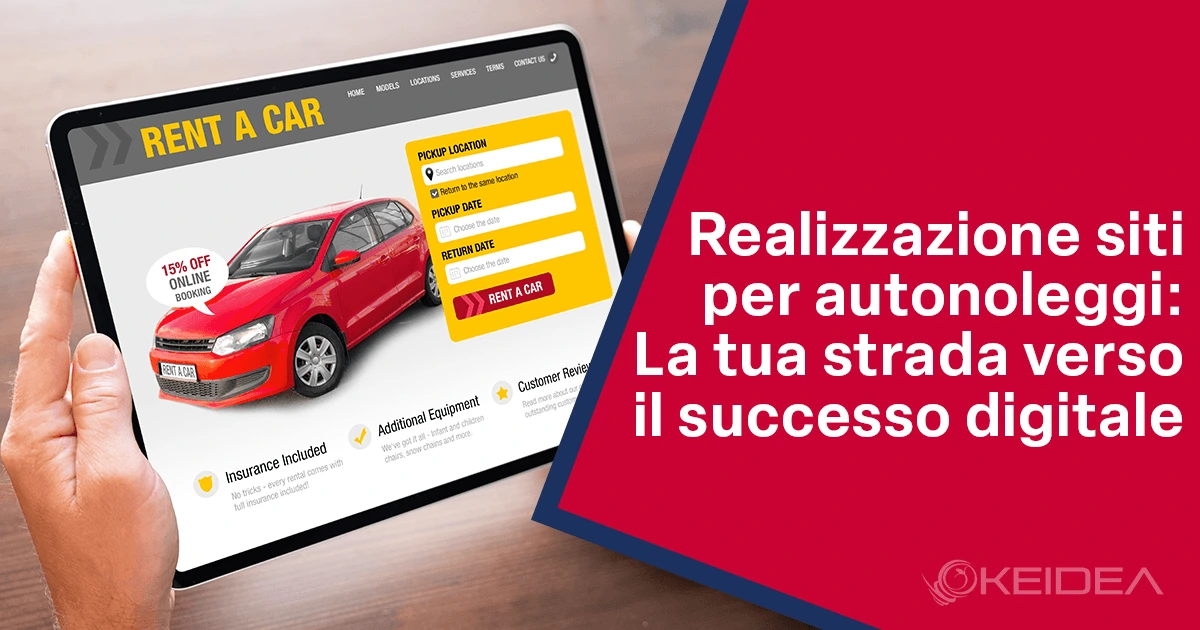 tablet con sito di autonoleggio